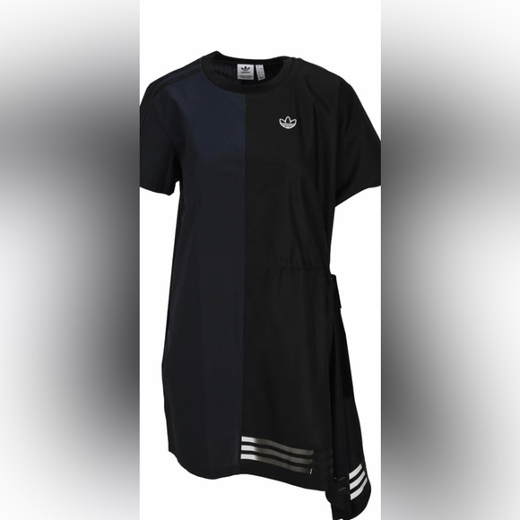 Adidas Original Asymmetric Three Stripe T-Shirt Dress Sz M NWOT - Picture 5 of 5
